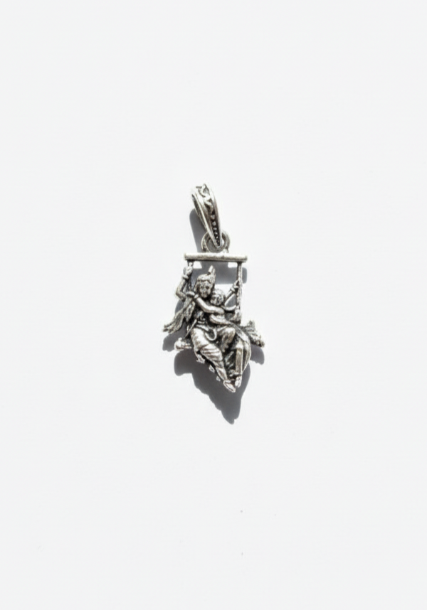 Silver Plated Radha Krishna Pendant | Divine Love Swing Design | Religious Spiritual Jewellery for Men & Women
