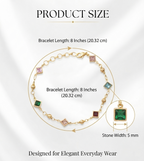 Gold Plated Brass Multicolour Square Crystal Bracelet | Adjustable Fashion Bracelet for Women & Girls