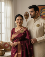 Divine Maa Lakshmi Oxidized Gold Plated Brass Brooch