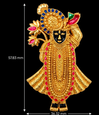 Shri Nath Ji Brooch in Gold-Plated Brass – Colourful Krishna Pin for Men & Women