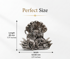 Antique Oxidized Silver Plated Brass Lakshmi Narayan Brooch for Men & Women | Religious Temple Brooch Pin for Saree, Sherwani, Blazer, Dupatta & Ethnic Wear | Spiritual Gift