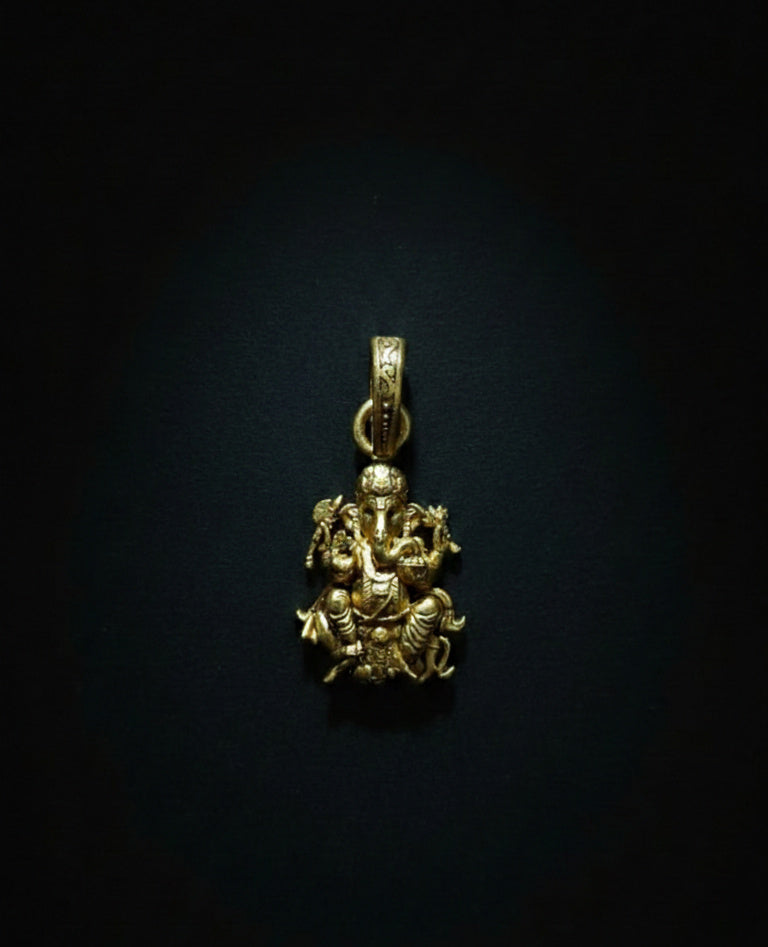 Gold Plated Lord Ganesha Pendant | Divine Ganpati Charm Necklace | Spiritual Hindu Jewelry for Daily & Festive Wear