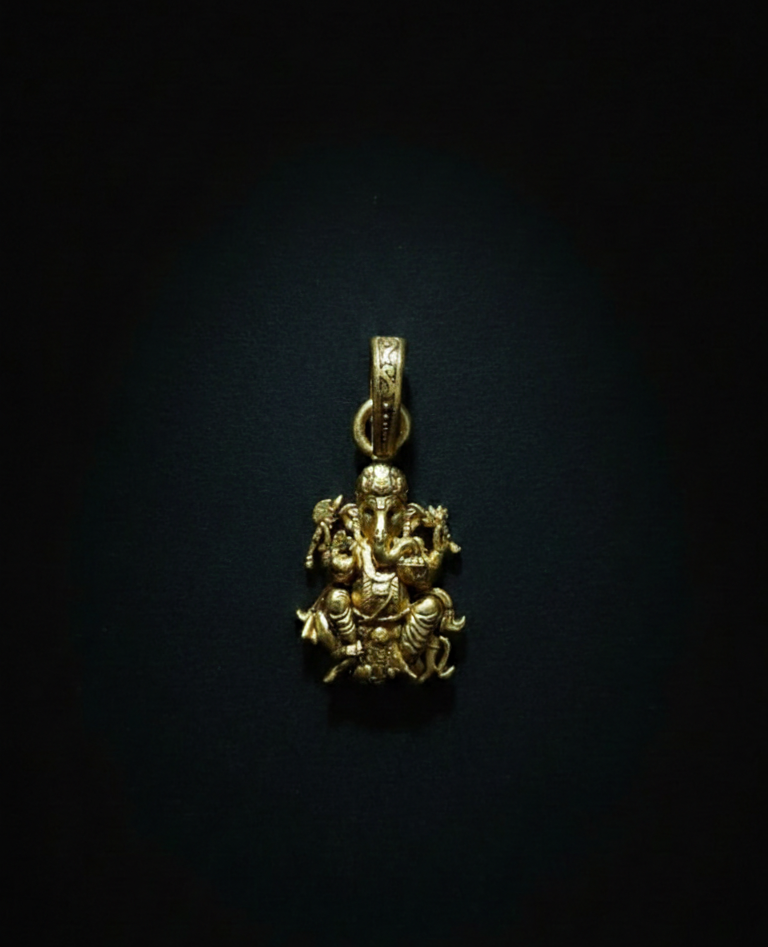 Elegant Gold Plated Lord Ganesha Pendant | Ganpati Bappa Divine Jewellery for Good Luck & Prosperity