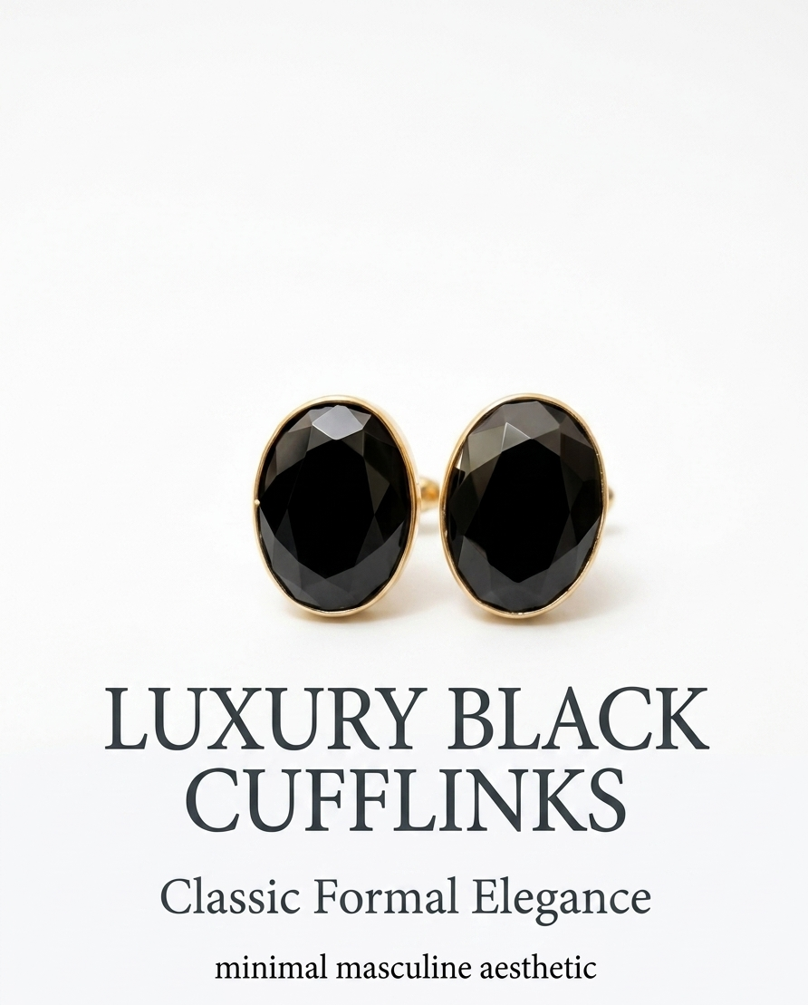 Luxury Black Stone Cufflinks for Men – Classic Formal Elegance