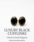 Luxury Black Stone Cufflinks for Men – Classic Formal Elegance