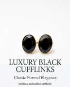 Luxury Black Stone Cufflinks for Men – Classic Formal Elegance
