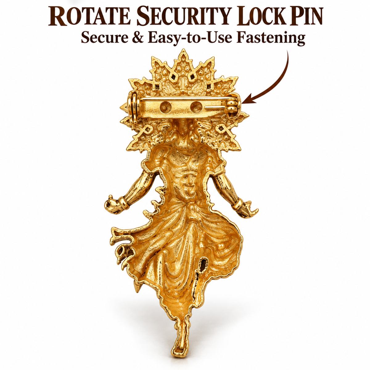 Krishna Ji Gold Plated Brass Brooch for Men and Women | Religious Hindu God Brooch