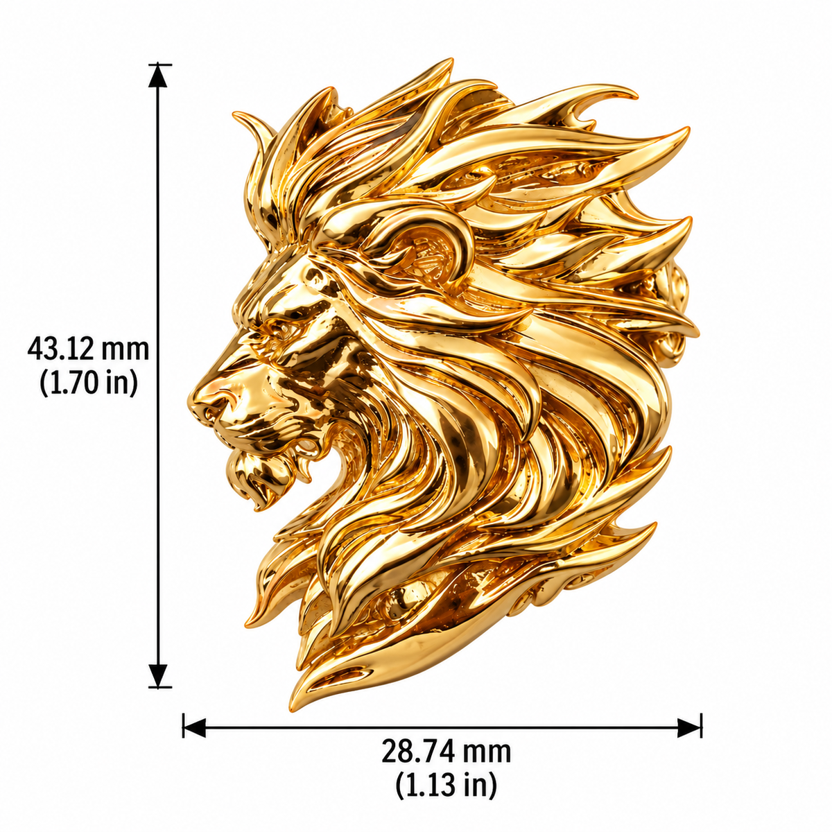 Royal Roaring Lion Head Brooch for Men & Women, Gold Plated Brass Lion Lapel Pin, Statement Animal Brooch, Luxury Blazer & Suit Accessory, Gift for Him, Made to Order