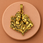 Shiv Parvati Pendant for Men & Women | Gold Plated Brass Mahadev Parvati Necklace Pendant | Hindu Religious Spiritual Jewellery