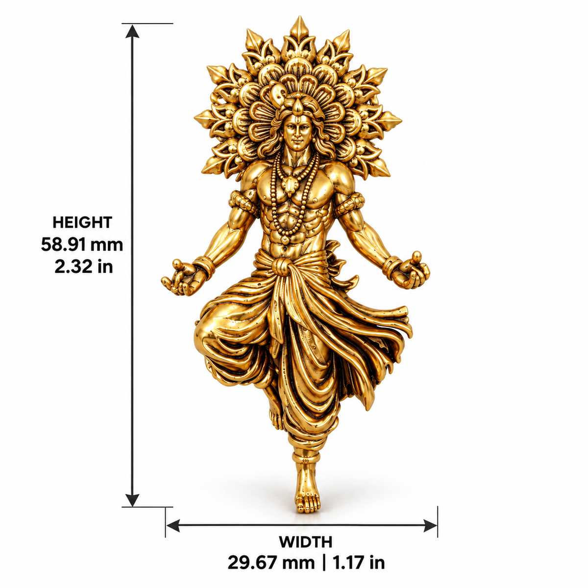Krishna Ji Gold Plated Brass Brooch for Men and Women | Religious Hindu God Brooch