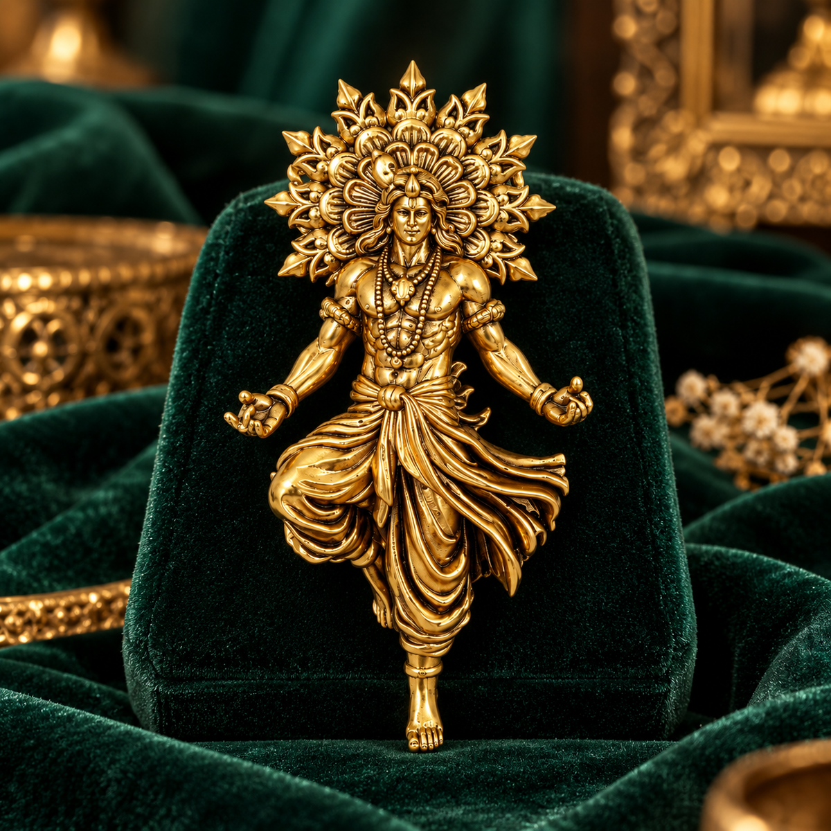 Krishna Ji Gold Plated Brass Brooch for Men and Women | Religious Hindu God Brooch
