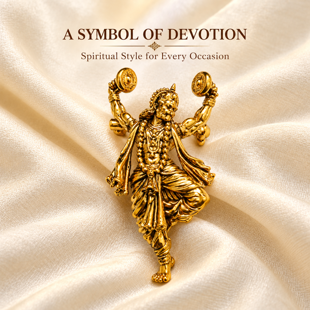 Hanuman Ji Brooch – Gold Tone Divine Bajrangbali Brooch for Men & Women
