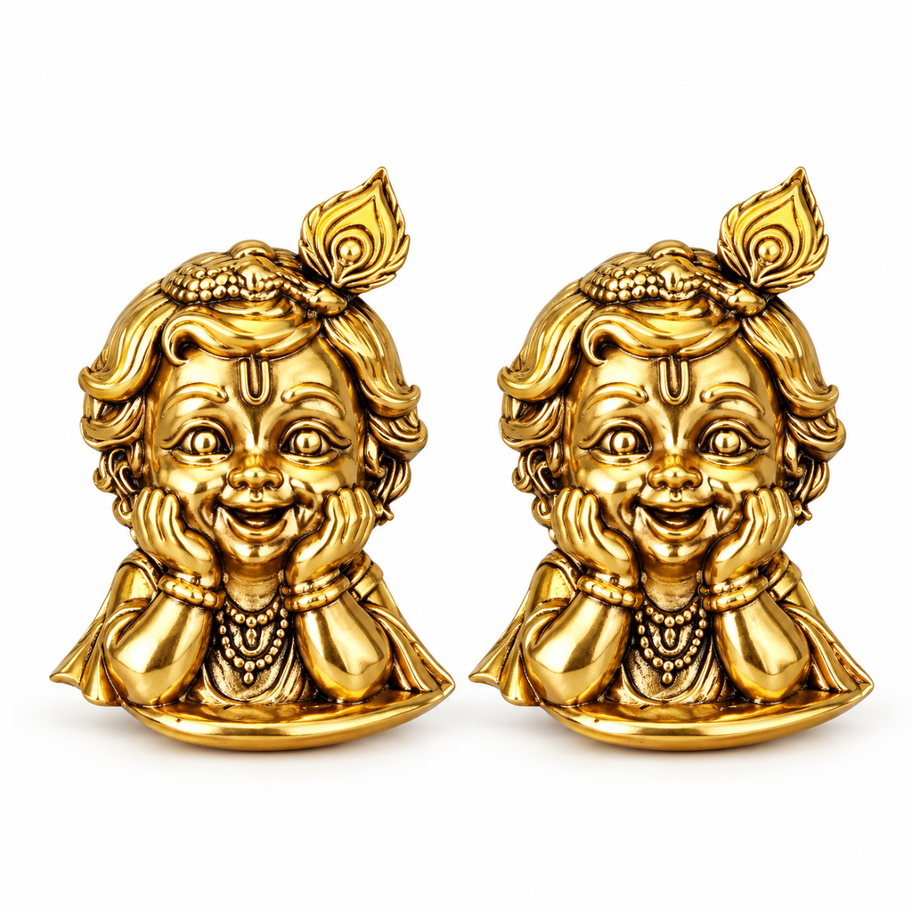 Shri Krishna Bal Roop Gold Plated Brass Button Covers for Men – Pair