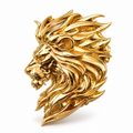 Royal Roaring Lion Head Brooch for Men & Women, Gold Plated Brass Lion Lapel Pin, Statement Animal Brooch, Luxury Blazer & Suit Accessory, Gift for Him, Made to Order