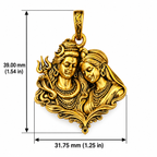 Shiv Parvati Pendant for Men & Women | Gold Plated Brass Mahadev Parvati Necklace Pendant | Hindu Religious Spiritual Jewellery
