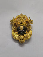 Tirupati Balaji Gold Plated Brass Brooch with Black Rhodium Face | Lord Venkateswara Spiritual Brooch Pin | Traditional Temple Jewellery for Men & Women
