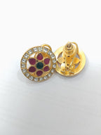 Gold Plated Brass Floral kundan  Stud Earrings with Red & Green Stones – Traditional Indian Ethnic Jewelry