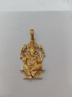 Gold Plated Lord Ganesha Sitting Pendant | Antique Finish Ganpati Idol Necklace Charm | Spiritual Religious Jewelry for Men & Women