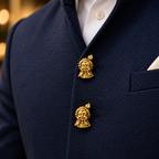 Shri Krishna Bal Roop Gold Plated Brass Button Covers for Men – Pair