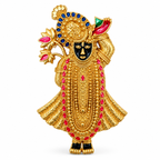 Shri Nath Ji Brooch in Gold-Plated Brass – Colourful Krishna Pin for Men & Women