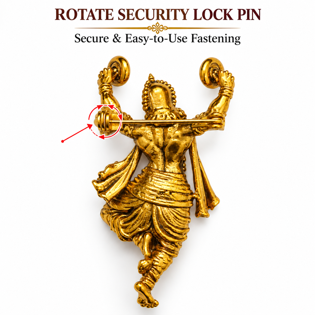 Hanuman Ji Brooch – Gold Tone Divine Bajrangbali Brooch for Men & Women