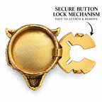 Antique Gold Plated Brass Lion Face Button Covers for Men | Royal Roaring Lion Design Shirt Accessories | Pair of Decorative Button Studs