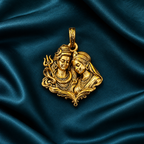 Shiv Parvati Pendant for Men & Women | Gold Plated Brass Mahadev Parvati Necklace Pendant | Hindu Religious Spiritual Jewellery