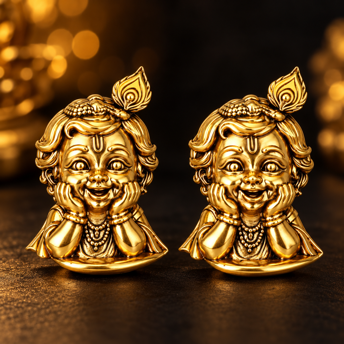 Shri Krishna Bal Roop Gold Plated Brass Button Covers for Men – Pair