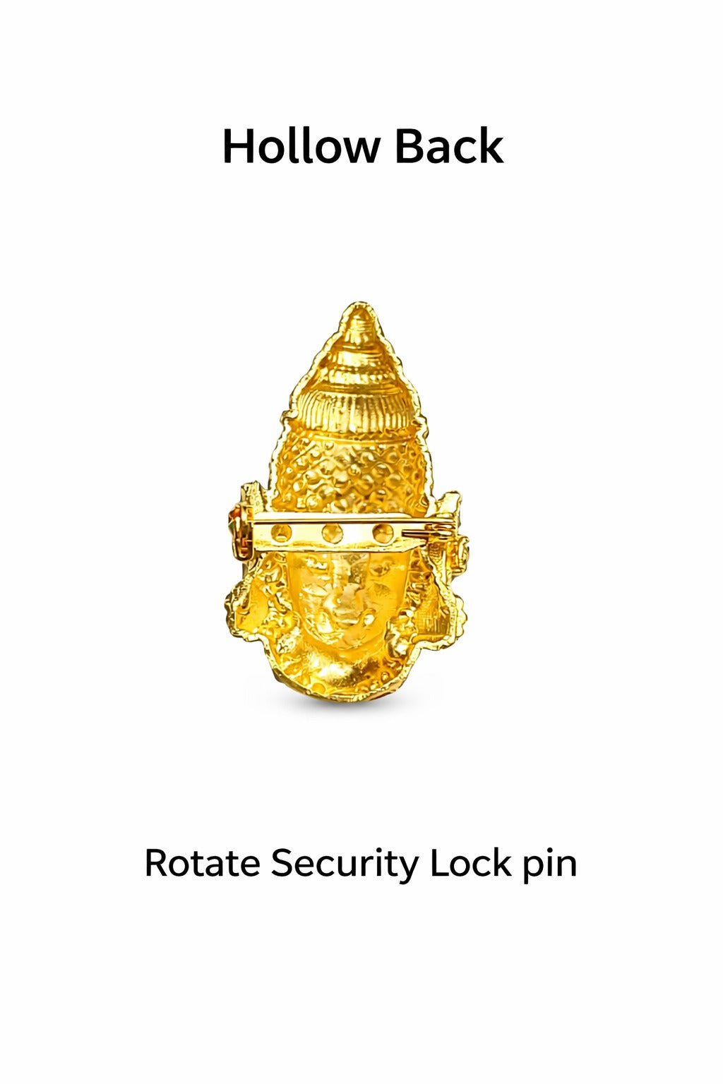 Lord Tirupati Balaji Gold Plated Brass Ethnic Brooch