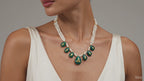 Handcrafted Green Onyx & Diamond Polki Necklace with Seed Pearl Strands – Royal Kundan Jewelry for Women
