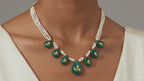 Handcrafted Green Onyx & Diamond Polki Necklace with Seed Pearl Strands – Royal Kundan Jewelry for Women